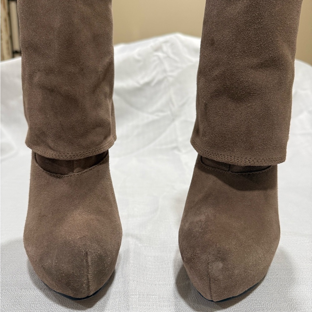 Bakers Taupe Suede Heeled Boots